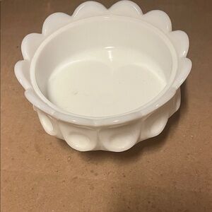 White Scalloped Milk Glass Bowl